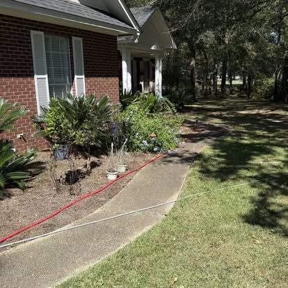 Walkway cleaning in progress